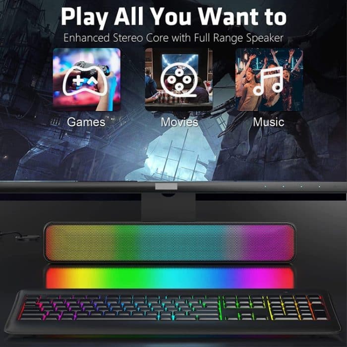 E-3562 Desktop-Langstreifen-Multifunktions-RGB-Buntlicht-Bluetooth-Wireless-Lautsprecher, E-3562 (Black) – Bild 4