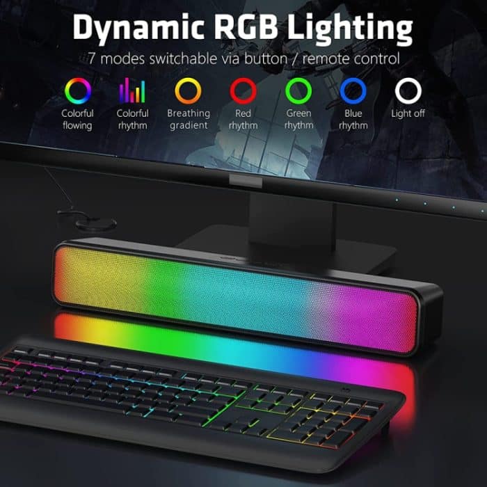 E-3562 Desktop-Langstreifen-Multifunktions-RGB-Buntlicht-Bluetooth-Wireless-Lautsprecher, E-3562 (Black) – Bild 5