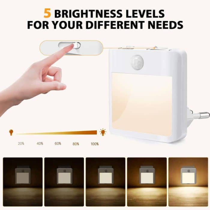 NL2101 Bewegungssensor-LED-Nachtlicht, AC-Stecker, dimmbare Schlaflichter, Spezifikationen:, NL2101 Warm EU Plug, NL2101 Warm and White EU Plug, NL2101 Warm US Plug, NL2101 Warm and White US Plug, NL2101 Warm UK Plug, NL2101 Warm and White UK Plug – Bild 5