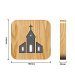 FS-T2242W 3D-Massivholzschnitzerei, dekorative Schreibtischlampe, USB-Nachtlicht, Chapel – Bild 4