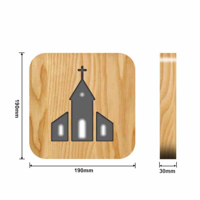 FS-T2242W 3D-Massivholzschnitzerei, dekorative Schreibtischlampe, USB-Nachtlicht, Chapel – Bild 4