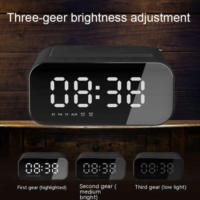 BT510 15W LED-Uhr, kabelloses Aufladen, Bluetooth-Lautsprecher, multifunktionaler intelligenter Spiegel, Wecker, Audio, BT510 (White), BT510 (Iron Black) – Bild 7