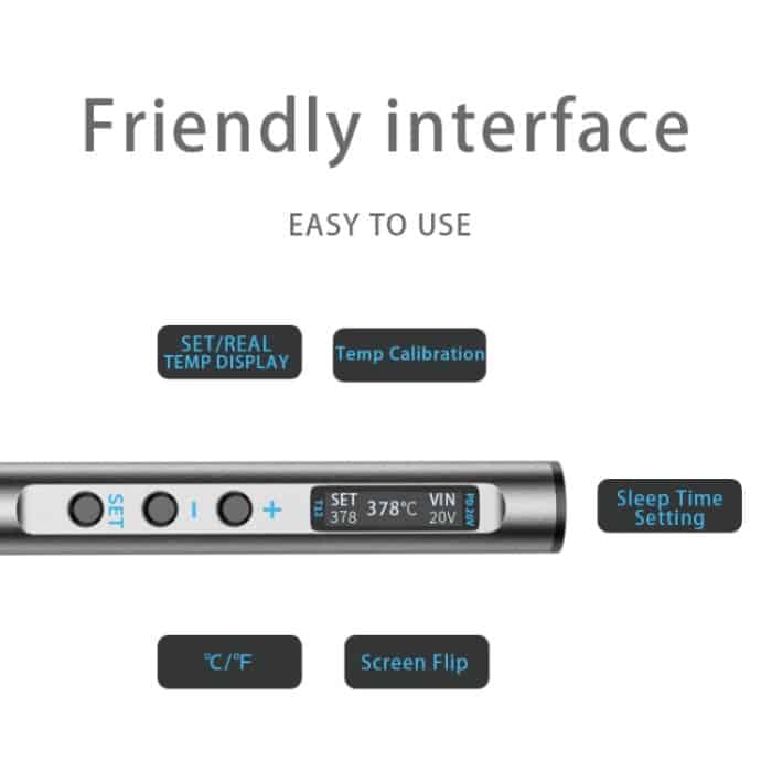 PTS100 Intelligente tragbare Digitalanzeige Kleine konstante Temperatur Reparatur Lötkolben PD65W angetriebene Mini-Lötstation, T12-K, T12-BC2, T12-I – Bild 3