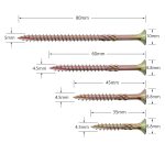 RUITOOL T25 100 Stück Holzbearbeitungsschrauben Torx selbstschneidende Schrauben, 5 x 80mm, 4.5 x 60mm, 4.5 x 45mm, 4.5 x 35mm – Bild 5