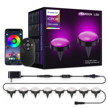 SKS-JZ-13 DC 12V 10m 15 LEDs Bluetooth RGB Rasenlichterkette Wasserdichte LED-Erdleuchten, US Plug, EU Plug, UK Plug, AU Plug