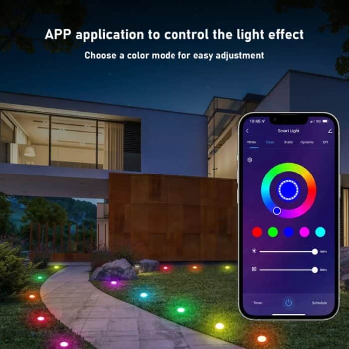 SKS-JZ-13 DC 12V 10m 15 LEDs Bluetooth RGB Rasenlichterkette Wasserdichte LED-Erdleuchten, US Plug, EU Plug, UK Plug, AU Plug – Bild 3