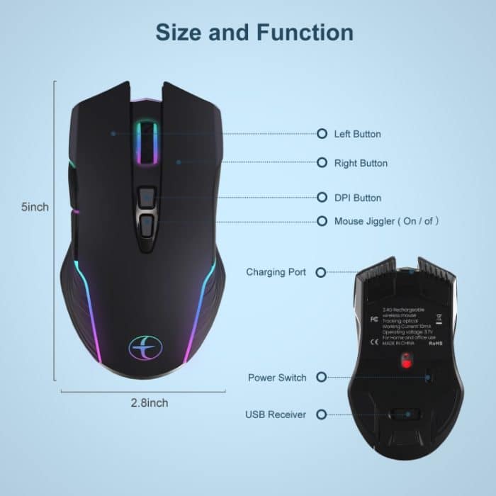 E50 2.4G Wireless Mouse Jiggler Tragbare kabellose Maus mit 7 Tasten – Bild 2