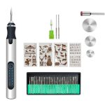 SNJ-3681 Mini-Gravierstift, kabelloser elektrischer Polierschleifer, Silver+Polishing Head+Cutting Blade+Engraving Template+Drill Bit+Corn Head, Rose Gold+Polishing Head+Cutting Blade+Engraving Template+Drill Bit+Corn Head