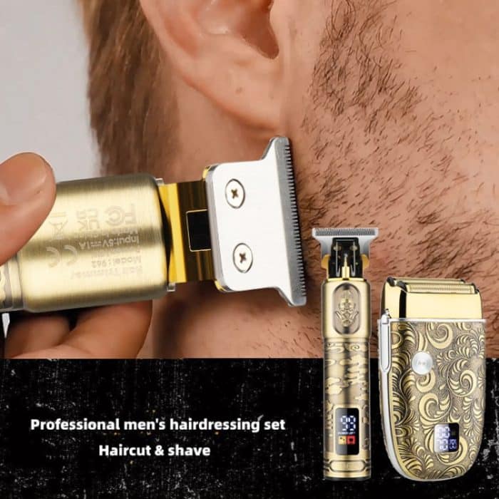 Männer Glatze Haarschnitt 2 In 1 Elektrische Haarschneidemaschine Wasserdichtes Set, 962 Gold, 962 Gray – Bild 13