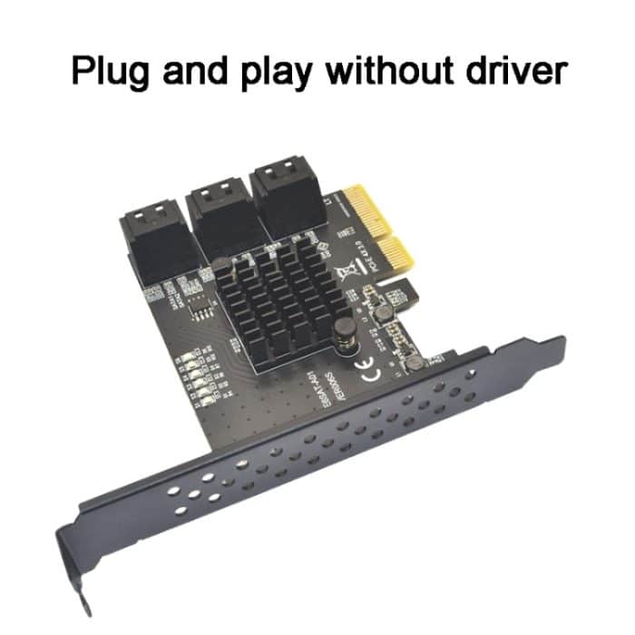 SATA 3.0 Adapter Erweiterungskarte ASMedia ASM1166 Konverter, PCIE  4X To 6 Port, PCIE 1X To 6 Port, PCIE 1X To 10 Port, PCIE 4X To 10 Port, PCIE 1X To 8 Port – Bild 3