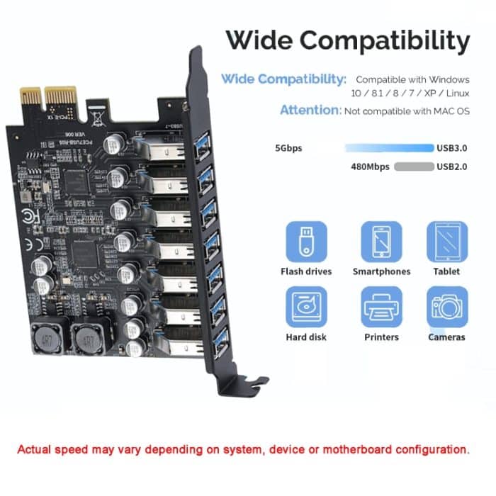PCE7USB-R05 PCI-E zu USB 3.2 GEN1 7-Port 19PIN Erweiterungskarte Super Speed 5 Gbit/s – Bild 6