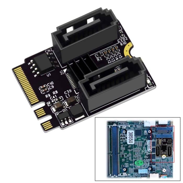 M2 zu SATA3.0 Adapterkarte PCI-E3.0 Karte KEY A+E WiFi M.2 zu SATA JMB582 Chip, JMB582 – Bild 4