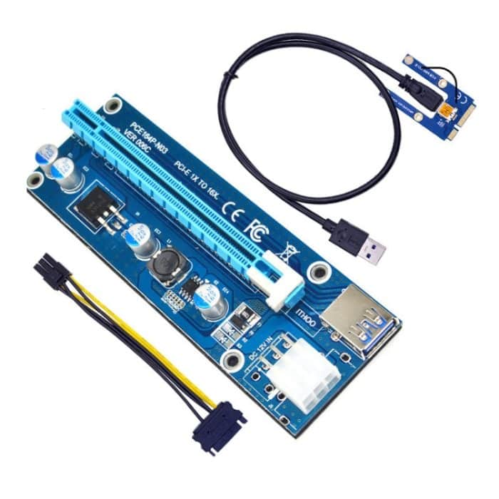 PCE164P-N03 VER006C Mini PCI-E 1X bis 16X Riser für externe Laptop-Bildkarte, Blue Board 6pin, Blackboard 6pin, Blackboard 4pin, M2 To 6pin – Bild 1