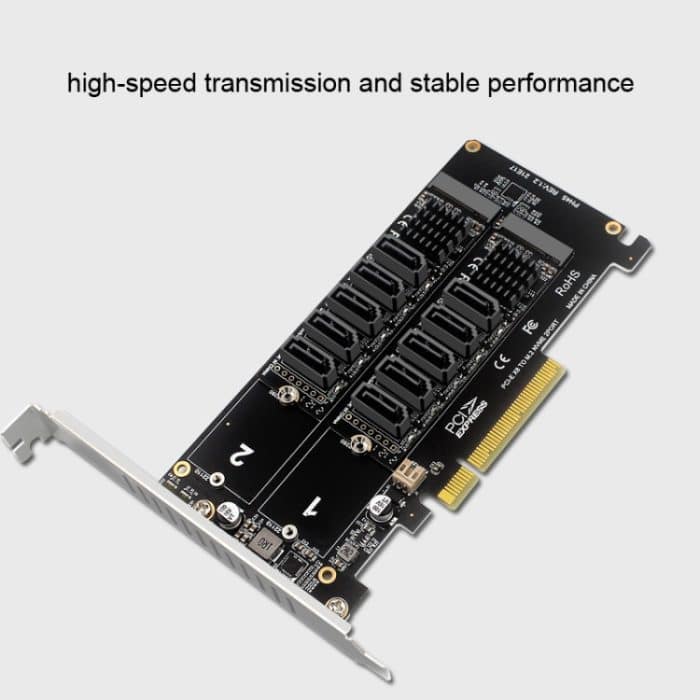 Doppelte NVME-Raid-PCI-EX8-Split-Karte zur SATA10-Port-Übertragungskarte – Bild 2