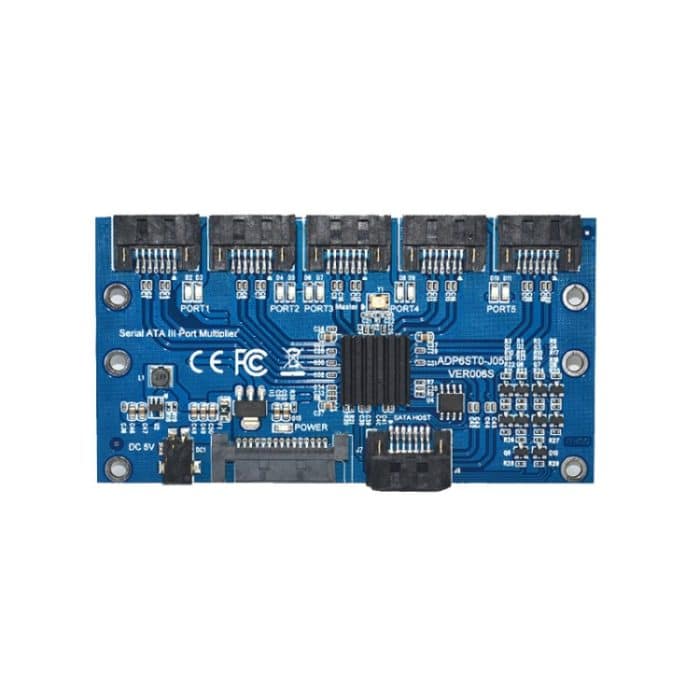 SATA-Erweiterungskarte 1 bis 5 Port-Riser-Karte, SATA3.0 6Gbps JMB575 Chip, SATA2.0 3Gbps JMB321 Chip – Bild 1