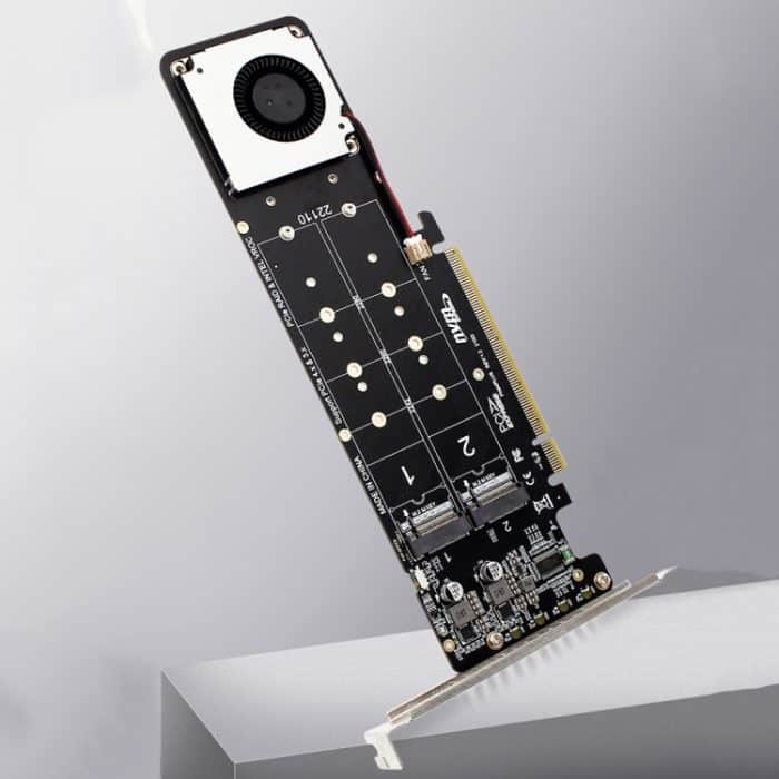 PCI-E X16 auf M.2 M-Key NVME X4 SSD RAID Array-Erweiterungsadapter, unterstützt 2242/2260/2280/22110, PH44Plus – Bild 2