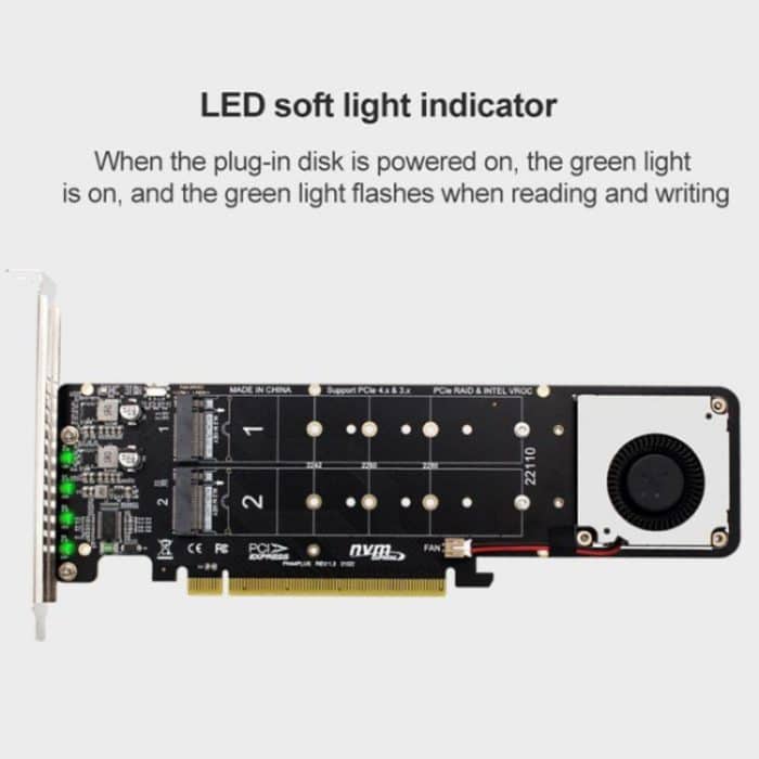 PCI-E X16 auf M.2 M-Key NVME X4 SSD RAID Array-Erweiterungsadapter, unterstützt 2242/2260/2280/22110, PH44Plus – Bild 12