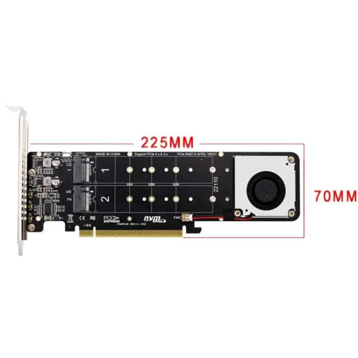 PCI-E X16 auf M.2 M-Key NVME X4 SSD RAID Array-Erweiterungsadapter, unterstützt 2242/2260/2280/22110, PH44Plus – Bild 3