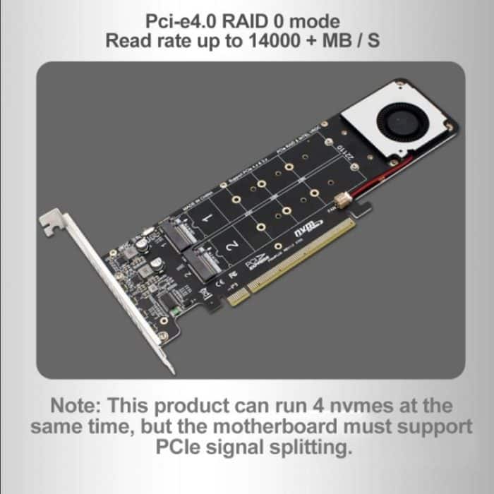 PCI-E X16 auf M.2 M-Key NVME X4 SSD RAID Array-Erweiterungsadapter, unterstützt 2242/2260/2280/22110, PH44Plus – Bild 9