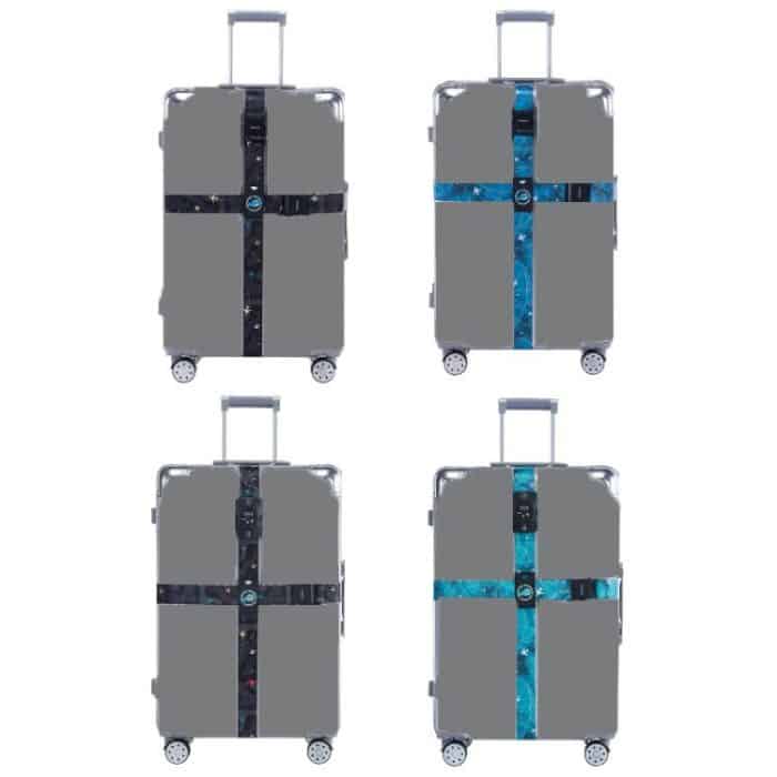 2 Stück Gepäck-Kreuz-Fliegen-Wahrzeichen-Zoll-Bindungsgürtel, Black, Blue, TSA Black, TSA Blue – Bild 2