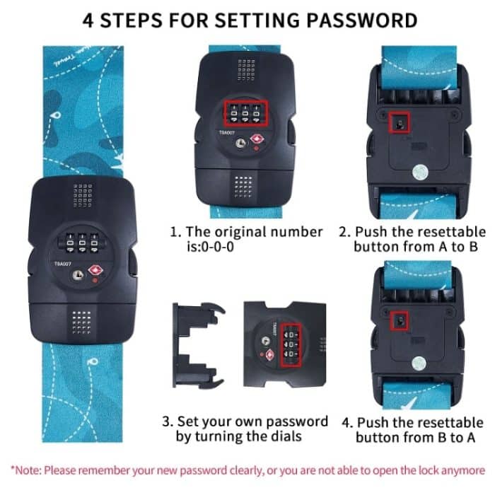 2 Stück Gepäck-Kreuz-Fliegen-Wahrzeichen-Zoll-Bindungsgürtel, Black, Blue, TSA Black, TSA Blue – Bild 4