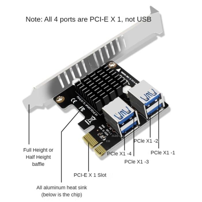 PCIE-zu-PCI-E4-Port USB3.0-Erweiterungskarte Grafikkartenerweiterung – Bild 3