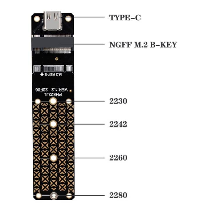 NGFF M.2 Bkey SATA Festplatte SSD zu USB3.1 Typ-C / USB-C Erweiterungskarte Konvertierungskarte, SSD To USB3.1 – Bild 3