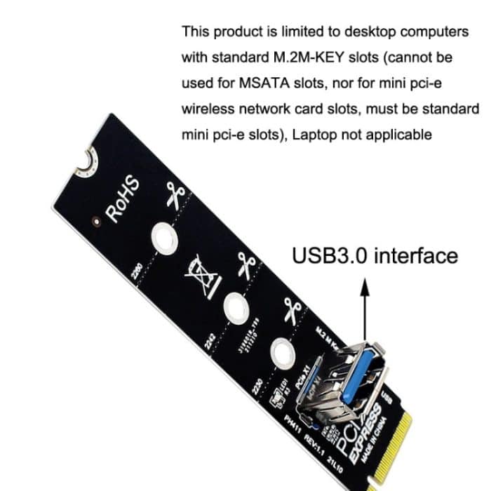 5 Stück NGFF M.2 Rotor PCI-E Kanal USB3.0 Transferkarte Grafikverlängerungsübertragung, NGFF M.2 to PCI-E Channel – Bild 2