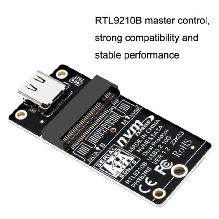 M.2 NVME Festplattenbox Übertragungskarte RTL9210B Chip Typ-C / USB-C USB3.1 Gen2 10 Gbit/s – Bild 4
