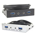 3,5-Zoll-Diskettenlaufwerk mit 2 USB 3.0- und HD-Audioanschlüssen an der Vorderseite des Desktop-PCs, 2 USB 3.0+HD AUDIO Silver White, 2 USB 3.0+HD AUDIO Black – Bild 2