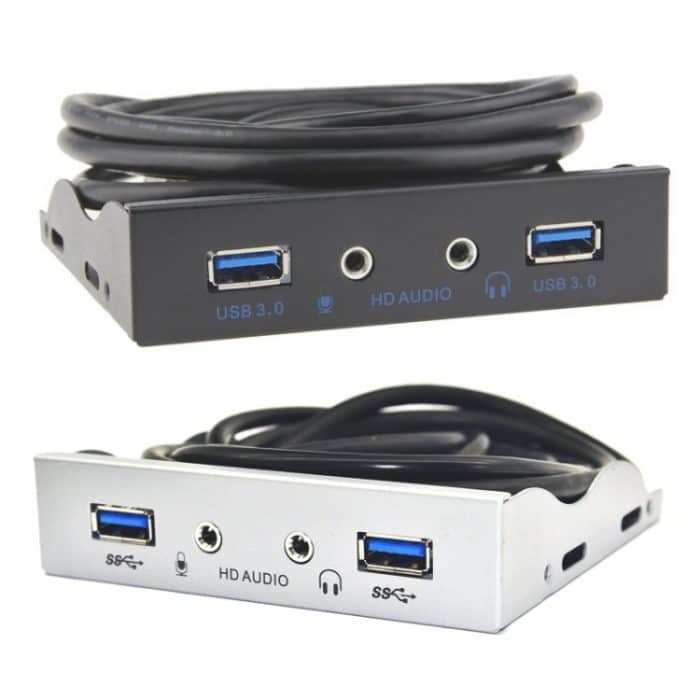 3,5-Zoll-Diskettenlaufwerk mit 2 USB 3.0- und HD-Audioanschlüssen an der Vorderseite des Desktop-PCs, 2 USB 3.0+HD AUDIO Silver White, 2 USB 3.0+HD AUDIO Black – Bild 2