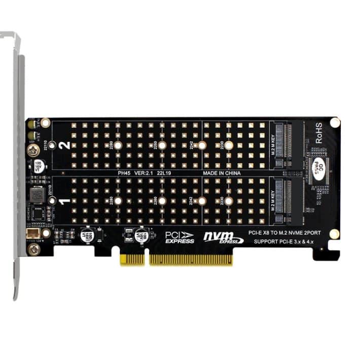 PCI-E X8 Double Disk Transfer Card NVME M.2 MKEY SSD RAID Array Erweiterungsadapter, PH45 – Bild 1