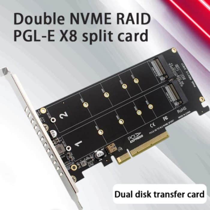PCI-E X8 Double Disk Transfer Card NVME M.2 MKEY SSD RAID Array Erweiterungsadapter, PH45 – Bild 2