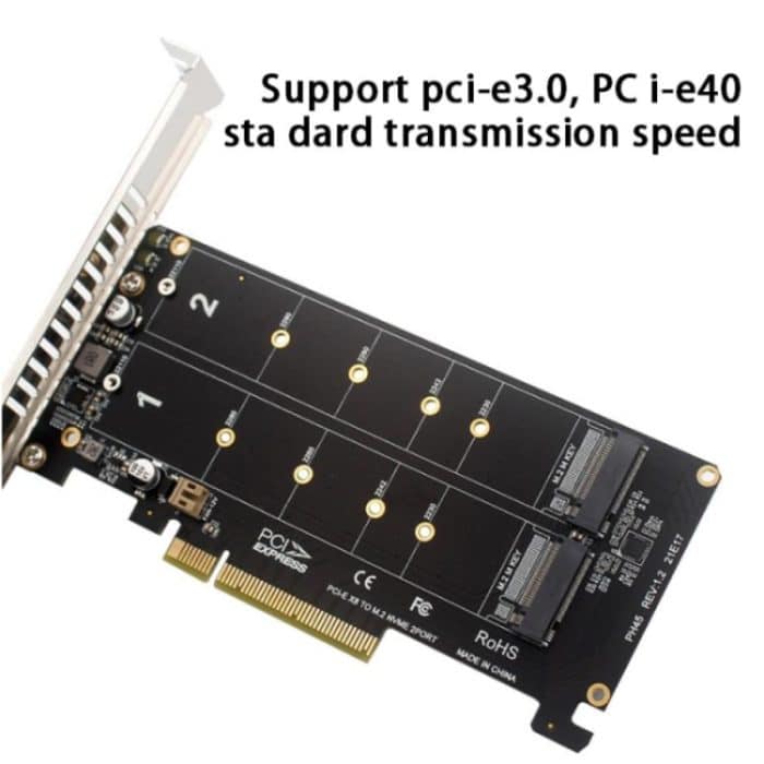 PCI-E X8 Double Disk Transfer Card NVME M.2 MKEY SSD RAID Array Erweiterungsadapter, PH45 – Bild 7