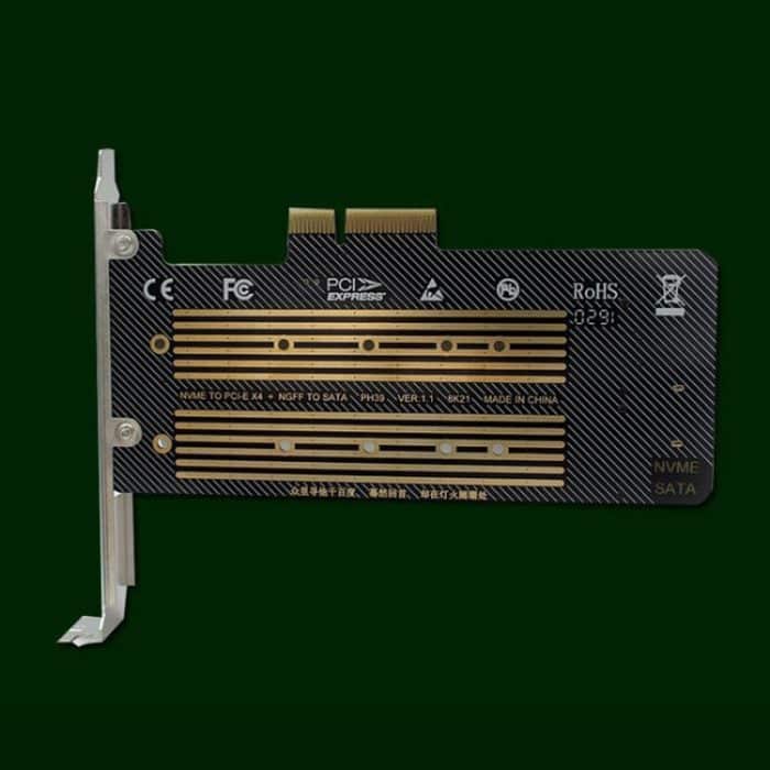 M.2 NVME NGFF SSD zu PCIE SATA Dual Disk Conversion Erweiterungskarte unterstützt MKEY BKEY Verkabelung, PH39 – Bild 2