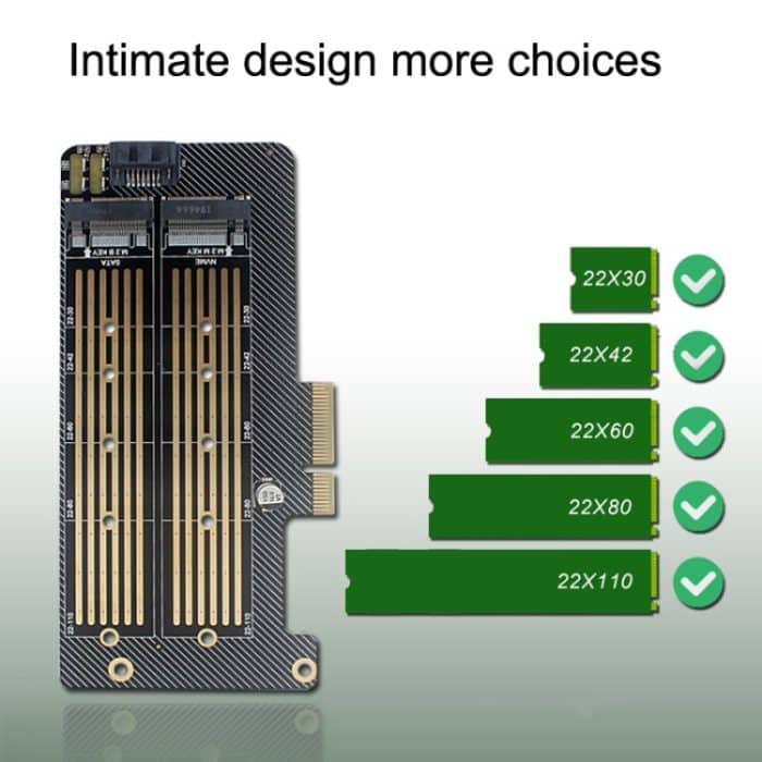 M.2 NVME NGFF SSD zu PCIE SATA Dual Disk Conversion Erweiterungskarte unterstützt MKEY BKEY Verkabelung, PH39 – Bild 4