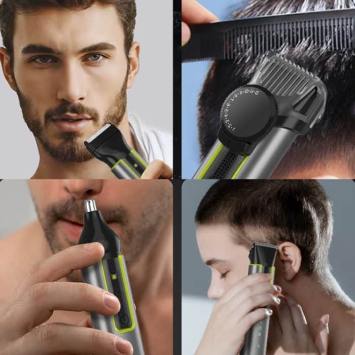IPX5 wasserdichter Herren-Multifunktions-Friseur 4-in-1-Rasierer, Nasenhaar-Set, USB-Ladedruck – Bild 11