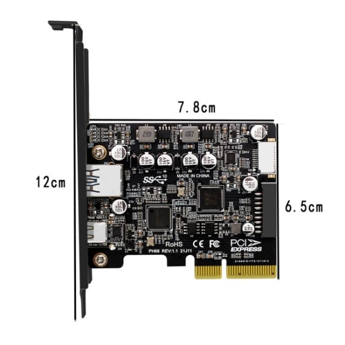 PCIE 3.0 auf USB 3.2 Erweiterungskarte Typ-C-Port vorne Typ-E Erweiterungs-Riser-Karte, PH68 – Bild 3