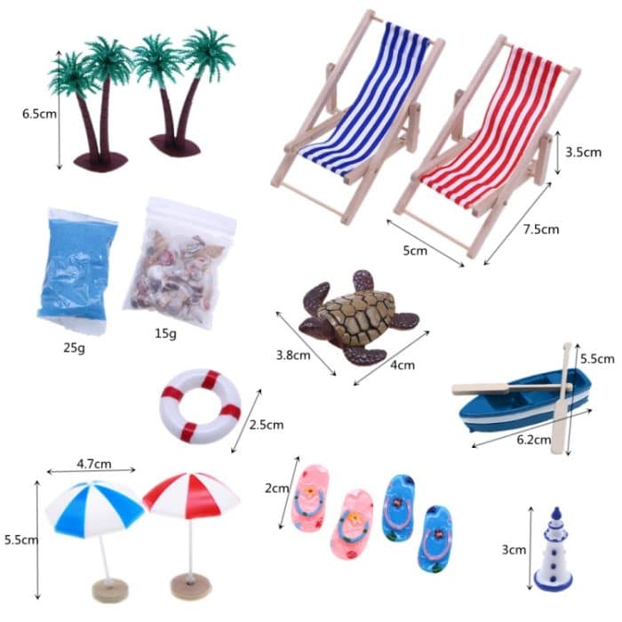 Mini Strand Set Miniatur Modell Ornament Sommer Ozean Simulation Szene Foto Dekoration Requisiten, A Style, B Style – Bild 6