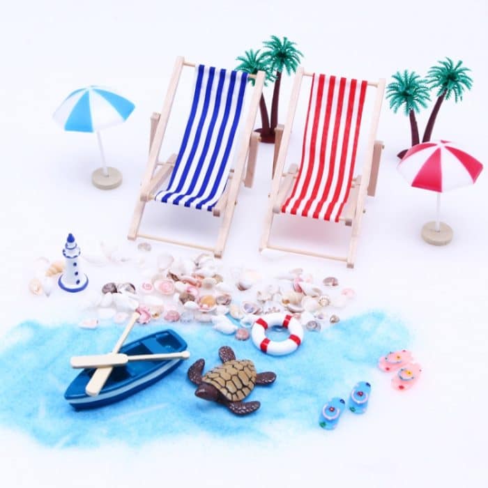 Mini Strand Set Miniatur Modell Ornament Sommer Ozean Simulation Szene Foto Dekoration Requisiten, A Style, B Style – Bild 2