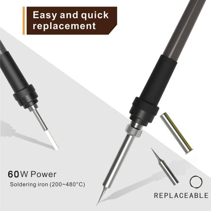 BAKU BA-601C+ Digitalanzeige 2-in-1 elektrischer Lötkolben Wärmetauscher Handywartung Entlöten, EU Plug 220V, US Plug 110V – Bild 7