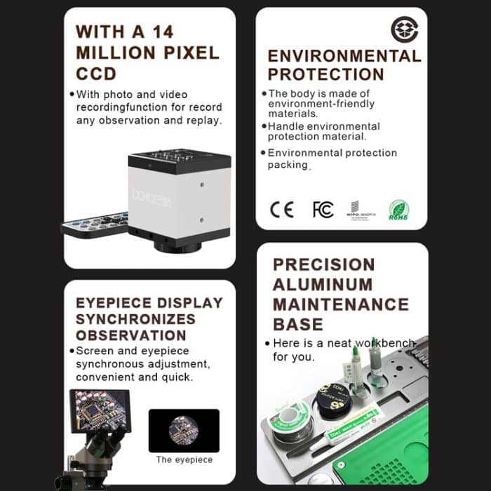 BAKU BA-011 Binomiales elektronisches Mikroskop, Schmuckbewertung, Handy-Reparatur mit PCB-Patch-Reparaturplattform, BA-011 220V, BA-011 110V – Bild 6