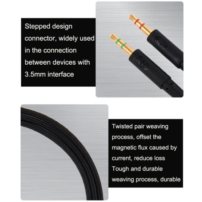 Für Kingston Skyline Alpha Cloud II 3,5 mm 2-in-1-Audiokabel, ZS0174 Black – Bild 6