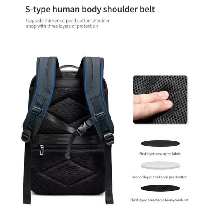 Business-Reisetasche mit großem Fassungsvermögen, multifunktionaler wasserdichter Laptop-Rucksack mit USB-Anschluss – Bild 8