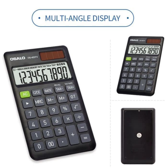 OSALO OS-403TV Mini-Studenten-Desktop-Rechner mit 10-stelligem LCD-Bildschirm und Solar-Doppelstromversorgung – Bild 4