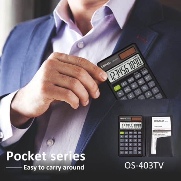 OSALO OS-403TV Mini-Studenten-Desktop-Rechner mit 10-stelligem LCD-Bildschirm und Solar-Doppelstromversorgung – Bild 7