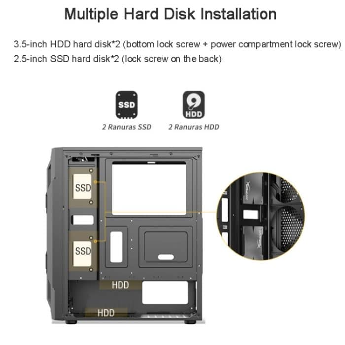 Transparentes ATX-Computergehäuse aus Acryl mit 6 Lüfterpositionen und USB 3.0-Schnittstelle, Black, White – Bild 7