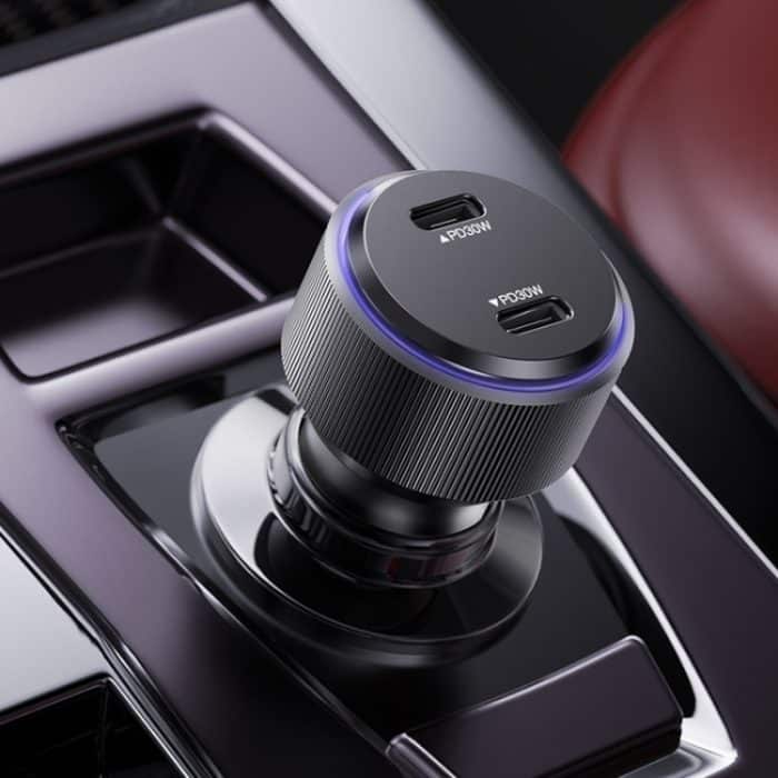 Yesido Y48 60W Auto-Schnellladegerät Aluminium Aluminium Doppelter Typ-C/USB-C-Anschluss Autoladegerät, Y48 – Bild 1