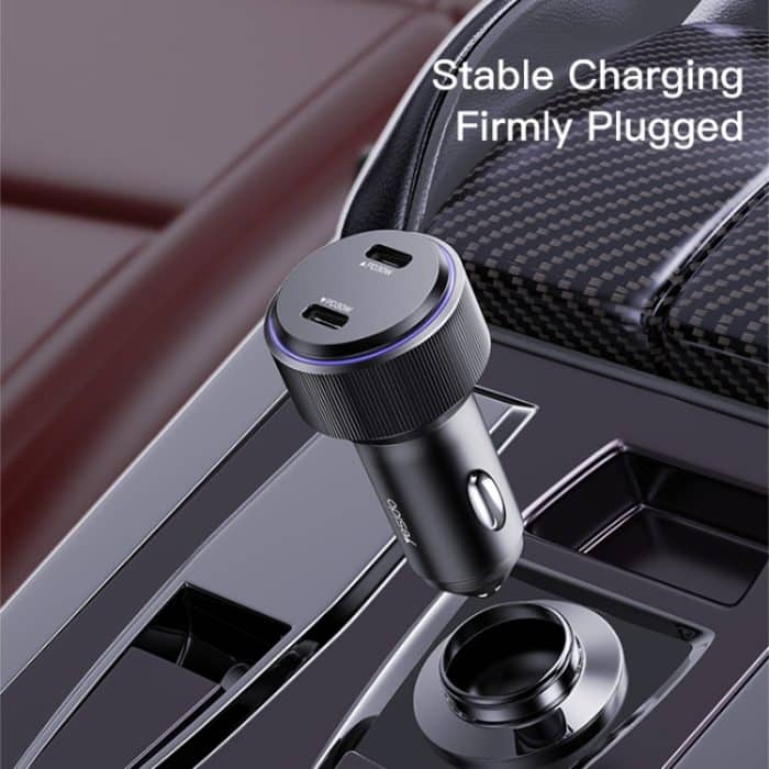 Yesido Y48 60W Auto-Schnellladegerät Aluminium Aluminium Doppelter Typ-C/USB-C-Anschluss Autoladegerät, Y48 – Bild 8