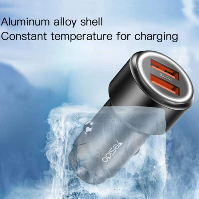 Yesido Y43 Dual USB Port Auto Schnellladegerät Zigarettenanzünder 36W Autoladegerät – Bild 6